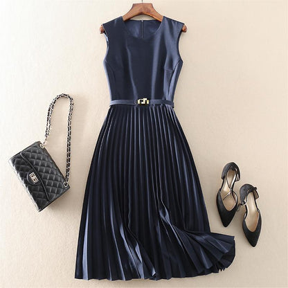 Chic High-Waist Pleated Midi Skirt