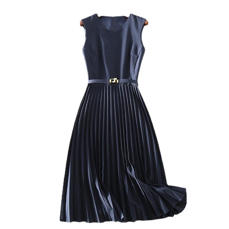 Chic High-Waist Pleated Midi Skirt