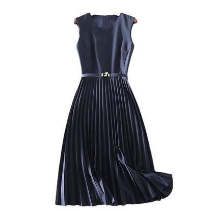 Chic High-Waist Pleated Midi Skirt