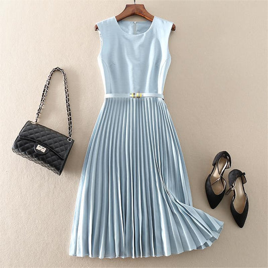 Chic High-Waist Pleated Midi Skirt